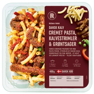 PASTARET M/KALVESTRIMLER & GRØNT